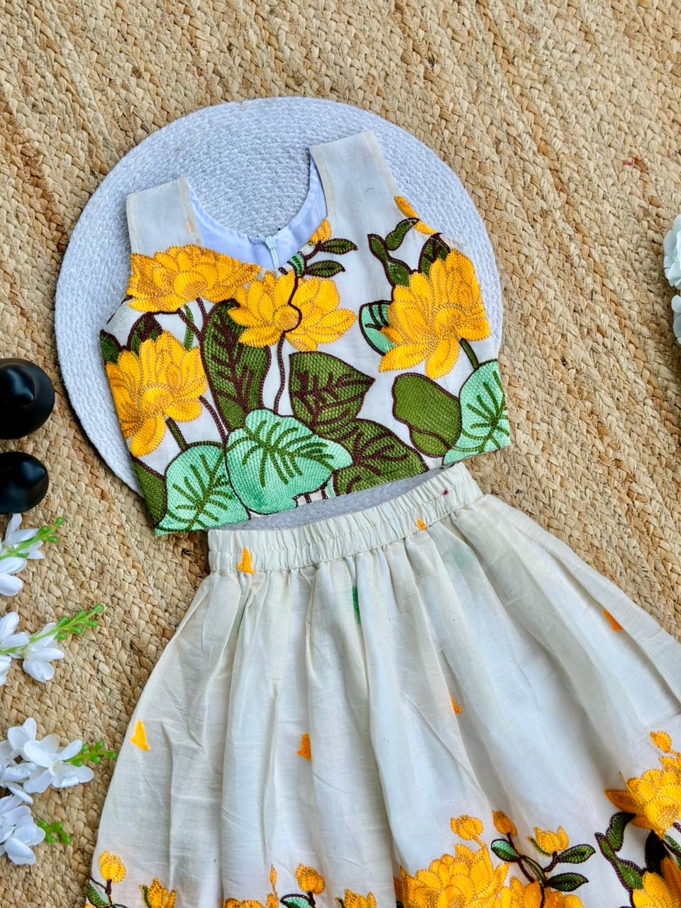 Stylish Floral Embroidery Work Lehenga Choli for Kids