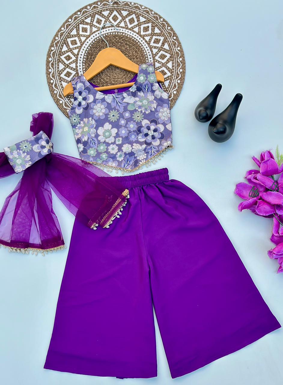 Charming Blooms Stylish Purple Coord Set for Little Fashionista