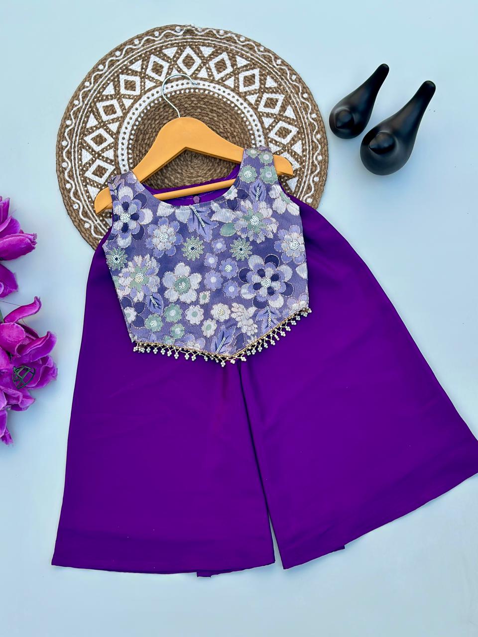 Charming Blooms Stylish Purple Coord Set for Little Fashionista