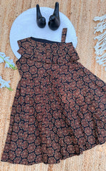 Handcrafted Ethnic Print Cotton  frock for Girls - Black & Maroon