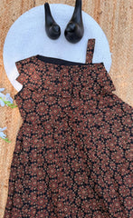 Handcrafted Ethnic Print Cotton  frock for Girls - Black & Maroon