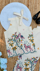 Girls Khadi Cotton Halter Neck Top and Palazzo Co-ord Set with Pichwai Embroidery
