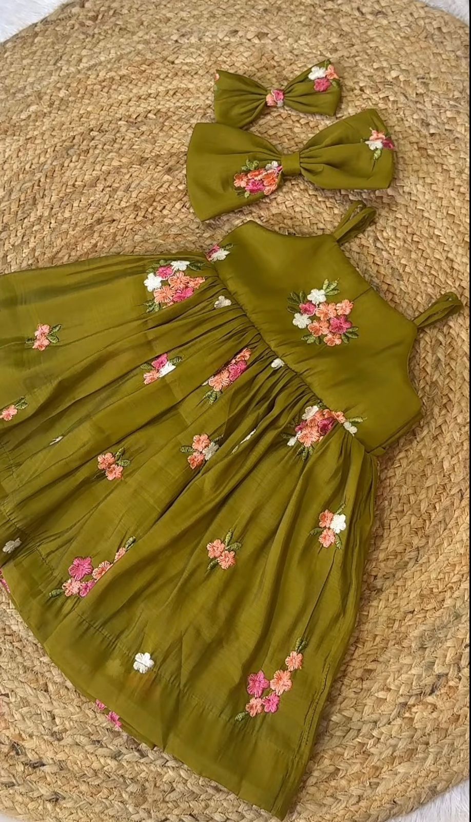 Green Floral Embroidery Mal Chanderi Silk Party Wear Frock by Sycron Fashion