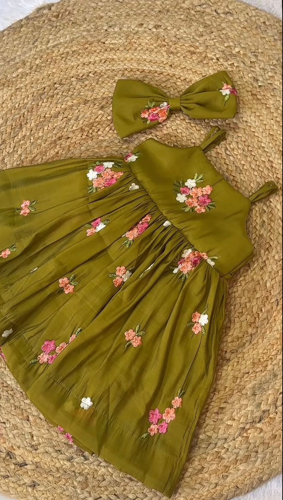 Green Floral Embroidery Mal Chanderi Silk Party Wear Frock by Sycron Fashion