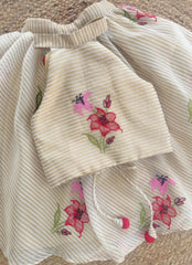 Floral Embroidery Cream Festive Outfit