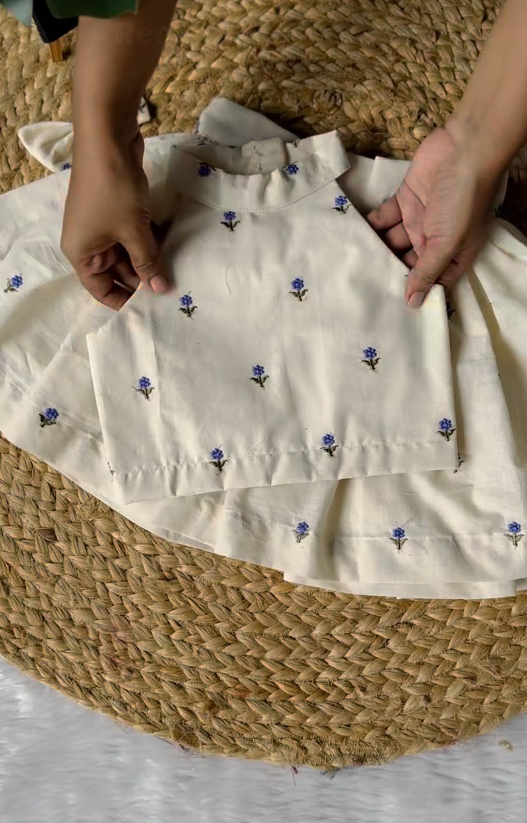 Sycron Fashion Kids Cream Floral Embroidered Lehenga Choli Set
