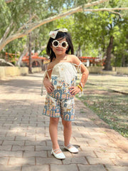 Blossom Embroidery Work on Khadi Cotton Fabric Kids Cord-Set