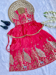 Effortless Embroidery Work Pure Gold crush Lehengha and Top for Kids