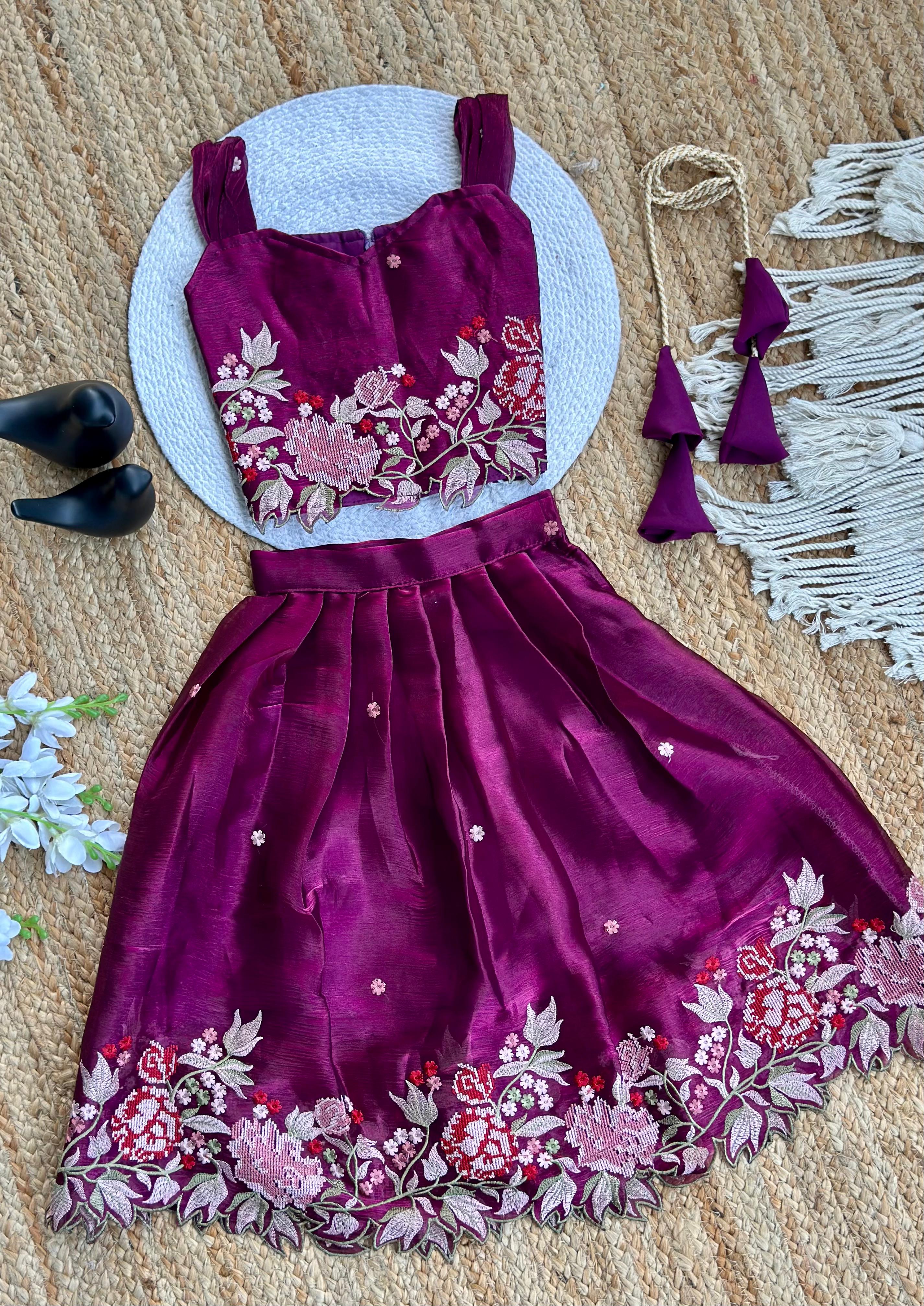 Innovative Jimmy-chu Beautiful Embroidery work Fabric Lahenga Choli