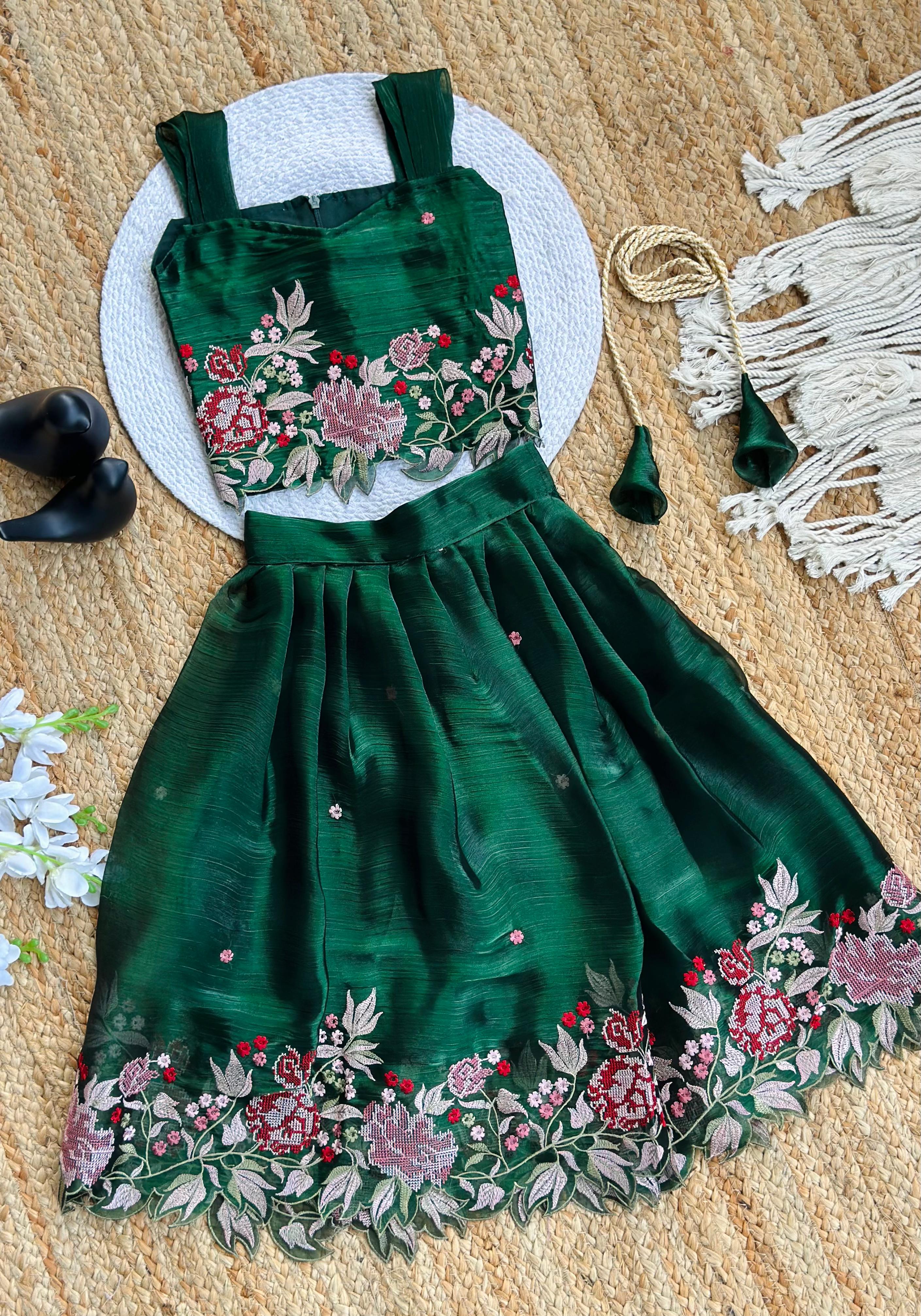 Innovative Jimmy-chu Beautiful Embroidery work Fabric Lahenga Choli