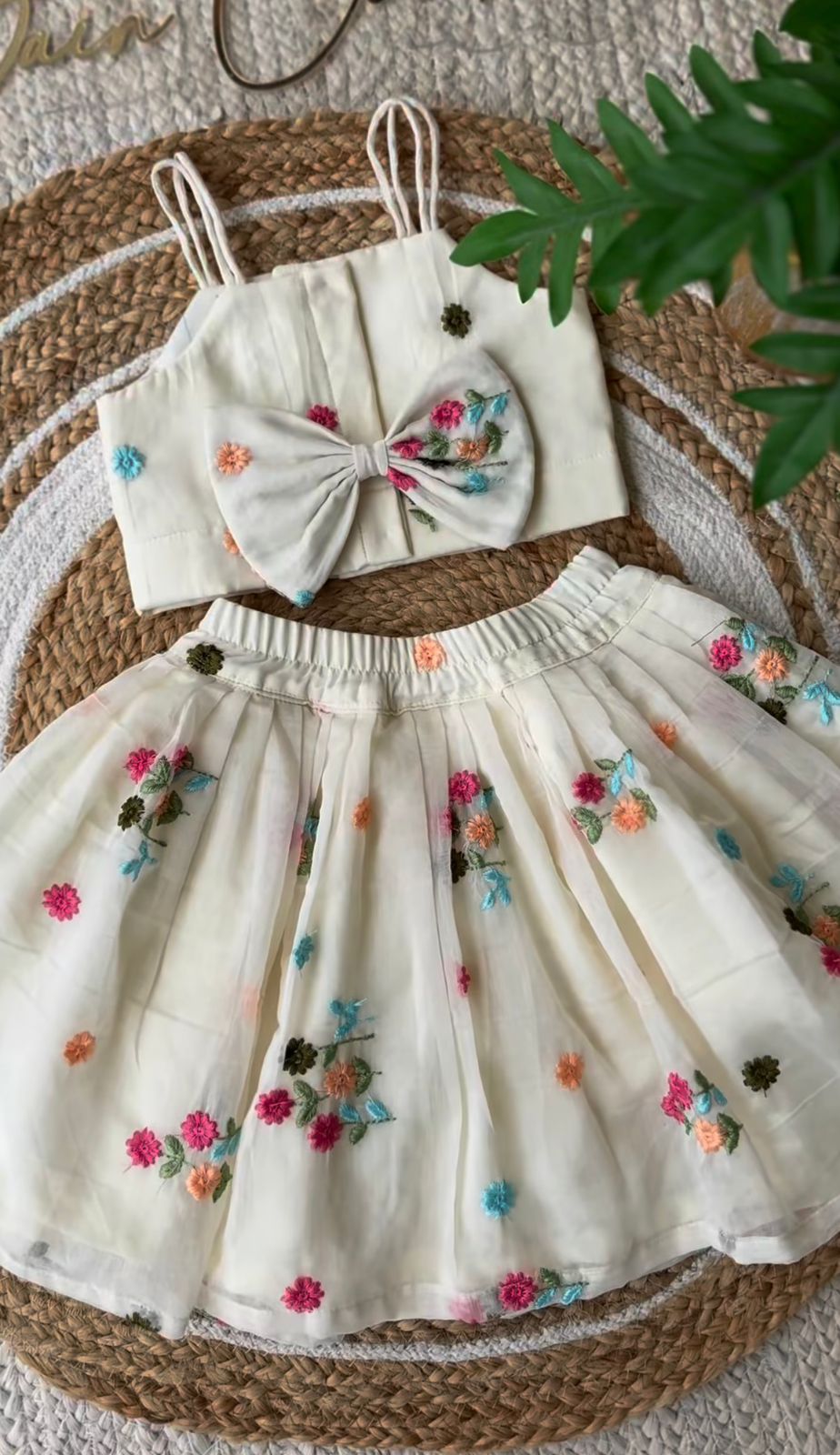 Premium Mul Chanderi Silk Floral Embroidered Lehenga Choli Set