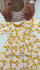 White & Mustard Bloom Print Kids Frock – Long Sleeve Casual Wear