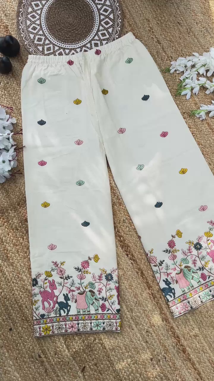 Epitome Embroidery Work On Pure Khadi Cotton Fabric Women Cord Set
