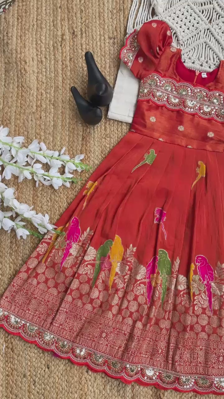 Elegant  Dola Silk Fabric Gown for Girls