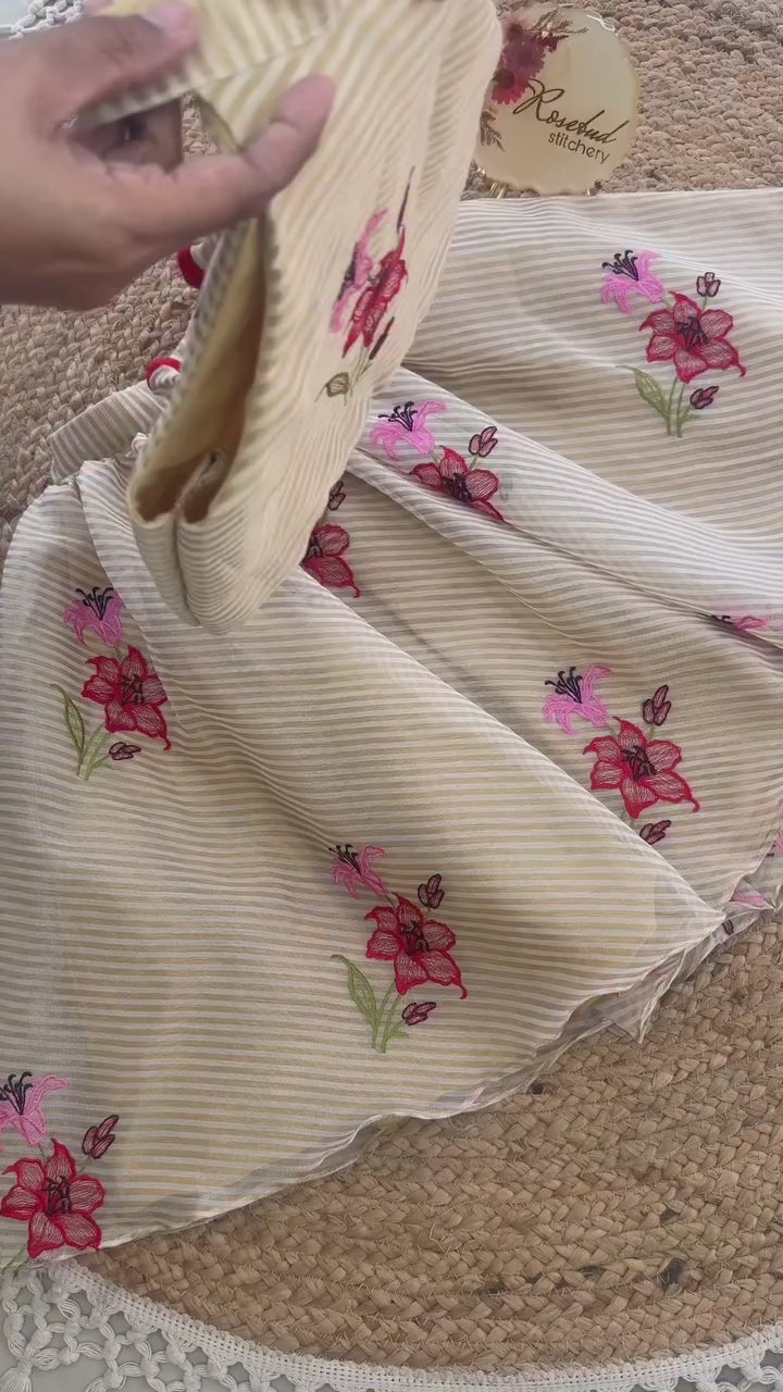 Floral Embroidery Cream Festive Outfit