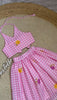 Girls Gingham Check Crop Top with Floral Printed Skirt Set