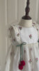 Premium White Chanderi Silk Floral Embroidered Girls Frock with Ruffle Sleeves