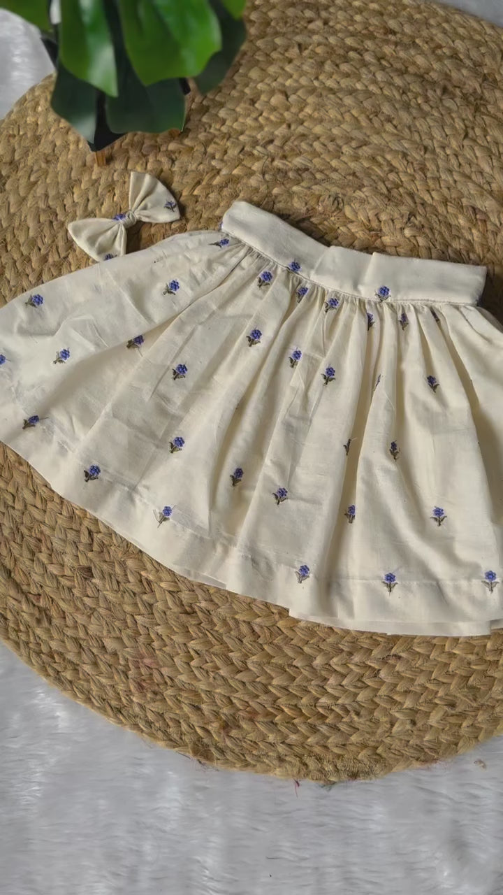 Sycron Fashion Kids Cream Floral Embroidered Lehenga Choli Set