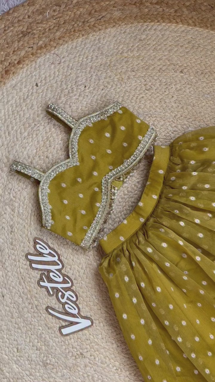 Chanderi Silk Western Yellow Skirt & Top