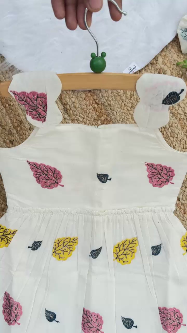 Admirable Embroidery Work on Khadi Cotton Fabric Kids Frock