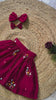 Maroon Floral Embroidered Crop Top & Pleated Skirt Set