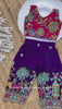 Girls Position Printed Crop Top & Hand-Embroidered Bottom Set
